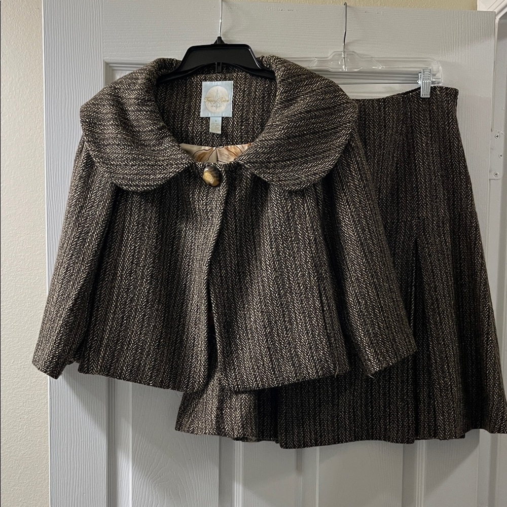 Tracy Reese Textured Brown Skirt Set